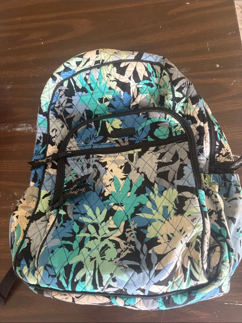 Vera Bradley Teal Blue Green Floral Quilted Backpack